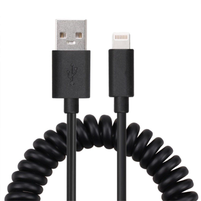Lightning spiraalkabel 1 meter zwart